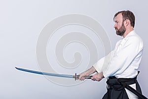 A man with katana practice Iaido