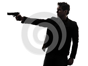 Man killer policeman aiming gun silhouette