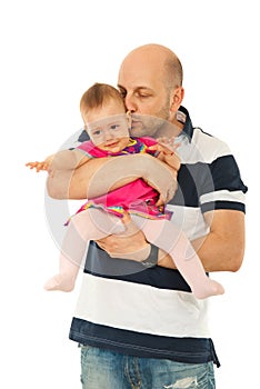 Man kissing crying baby