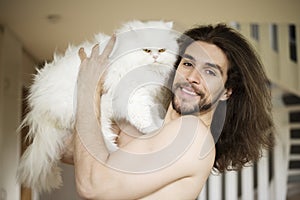 Man and kitty
