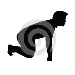 A man kneel down body, silhouette vector