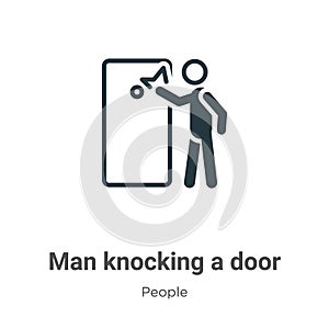 Man knocking a door vector icon on white background. Flat vector man knocking a door icon symbol sign from modern people