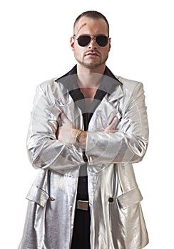 Man with laceration and sunglasses