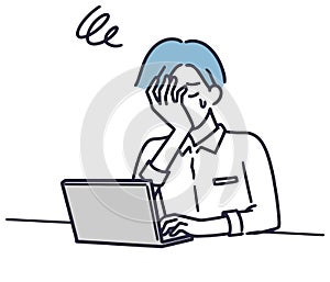 Man lamenting Simple illustration