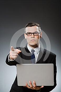 The man with laptop in business concept