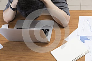 Man with laptop computer - frustrate, stress, upset concept