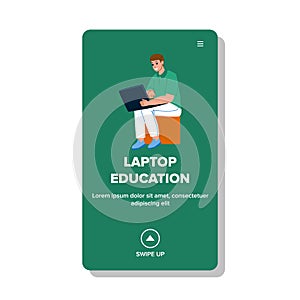 Man Laptop Education And Online Webinar Vector