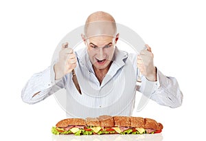 Man with large sandwich.