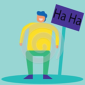 Man Laughing Out Loud HaHa Flat Art Illustration