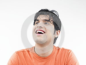 Man laughing to a joke