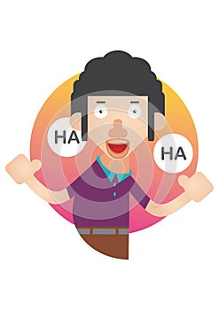 man laughing. Vector illustration decorative design