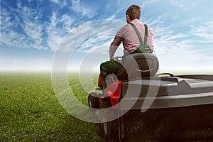 Man on a lawn tractor