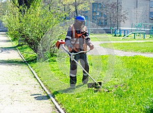 Man with a lawnmower