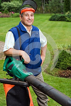 Man with leaf blower