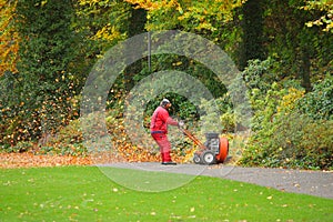 Man with leaf blower