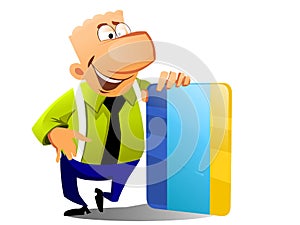 Man leaning on credit card