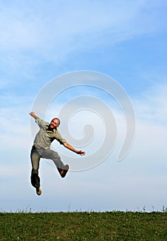 Man leaping playfully