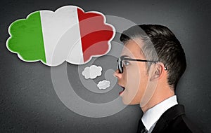 Man learn speaking italian