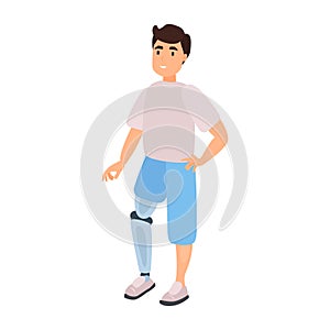 Man with leg prosthesis flat icon. Colored vector element from disabled collection. Creative Man with leg prosthesis