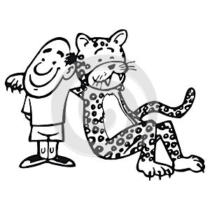 Man and leopard