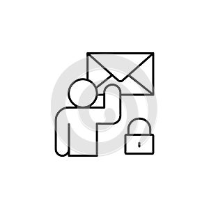 Man, letter, blocked icon. Simple line, outline vector of confidential information icons for ui and ux, website or mobile