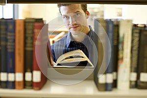 Man at library