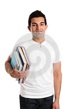 Man at library, bookstore or student