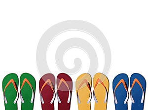 Man lifestyle four relax flip flops isolated on white