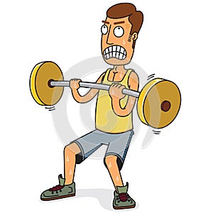 Man lift a heavy weight dumbell