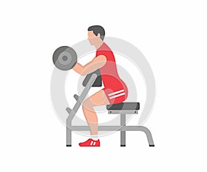 Man lifting up barbells, doing biceps exercise