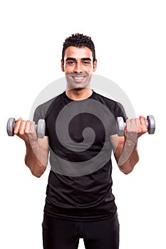 Man lifting weights photo