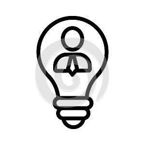 Man light bulb icon vector. Isolated contour symbol illustration