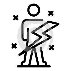 Man and lightning icon, outline style