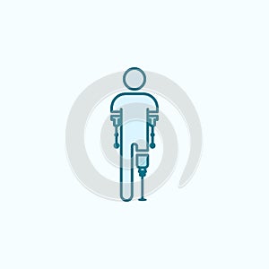 man with limb prostheses 2 colored line icon. Simple colored element illustration. man with limb prostheses outline symbol design