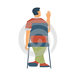 Man listener of business training or seminar, flat vector illustrations isolated.