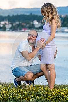 Man listening to baby