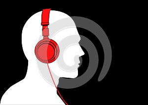 Man listening to music with headphone