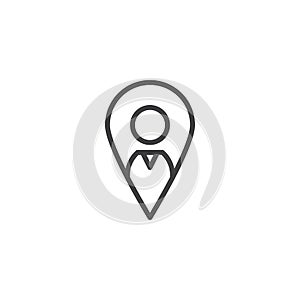 Man location pin outline icon