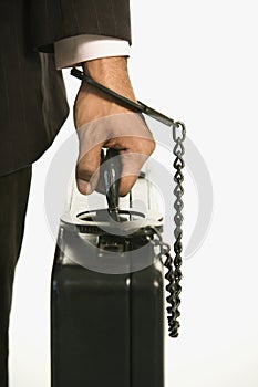 Man locked to briefcase