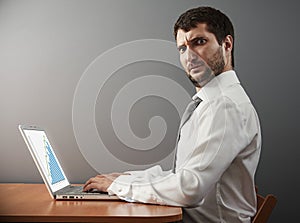 Man looking at camera with astonishment photo