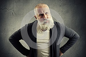 Man looking with distrust at something