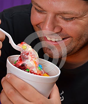 Man Looking at Frozen Yogurt