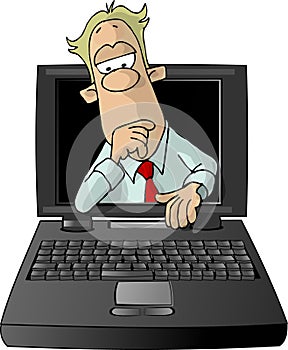 Man looking from the inside of a laptop