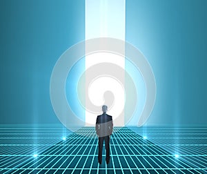 Man looking at interface