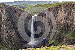 Man looking at Maletsunyane Falls