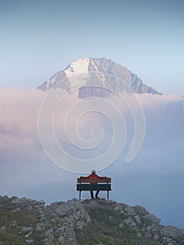 Man Looking at Mountain View