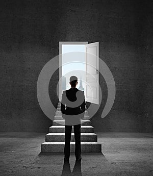 Opened door and ledder