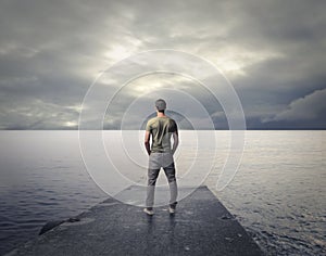 Man looking at the sea