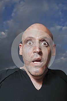 Man looking shocked in fear