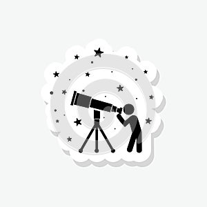Man Looking Through Telescope sticker icon sign for mobile concept and web design